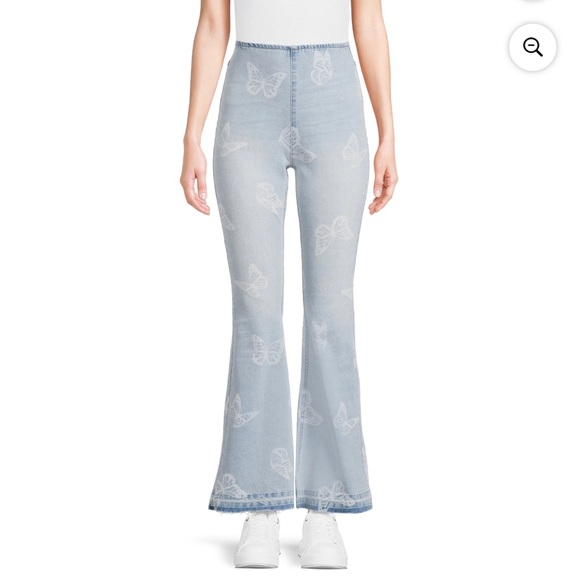 No Boundaries Butterfly Print Flare Jeans - Picture 1 of 5